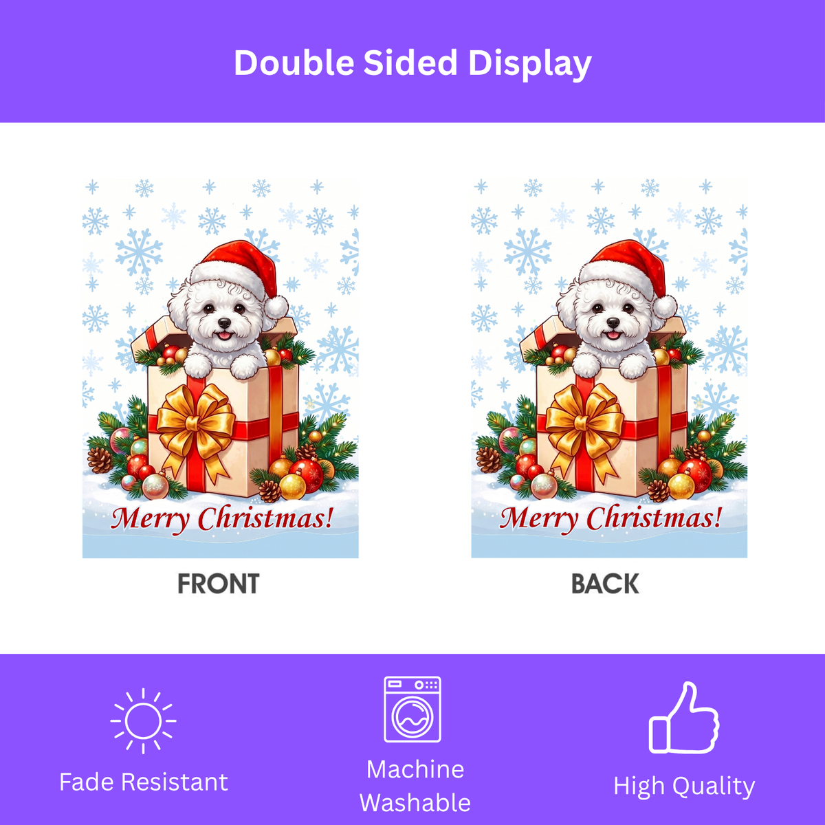 Bichon Frise and Christmas Present Garden Flag