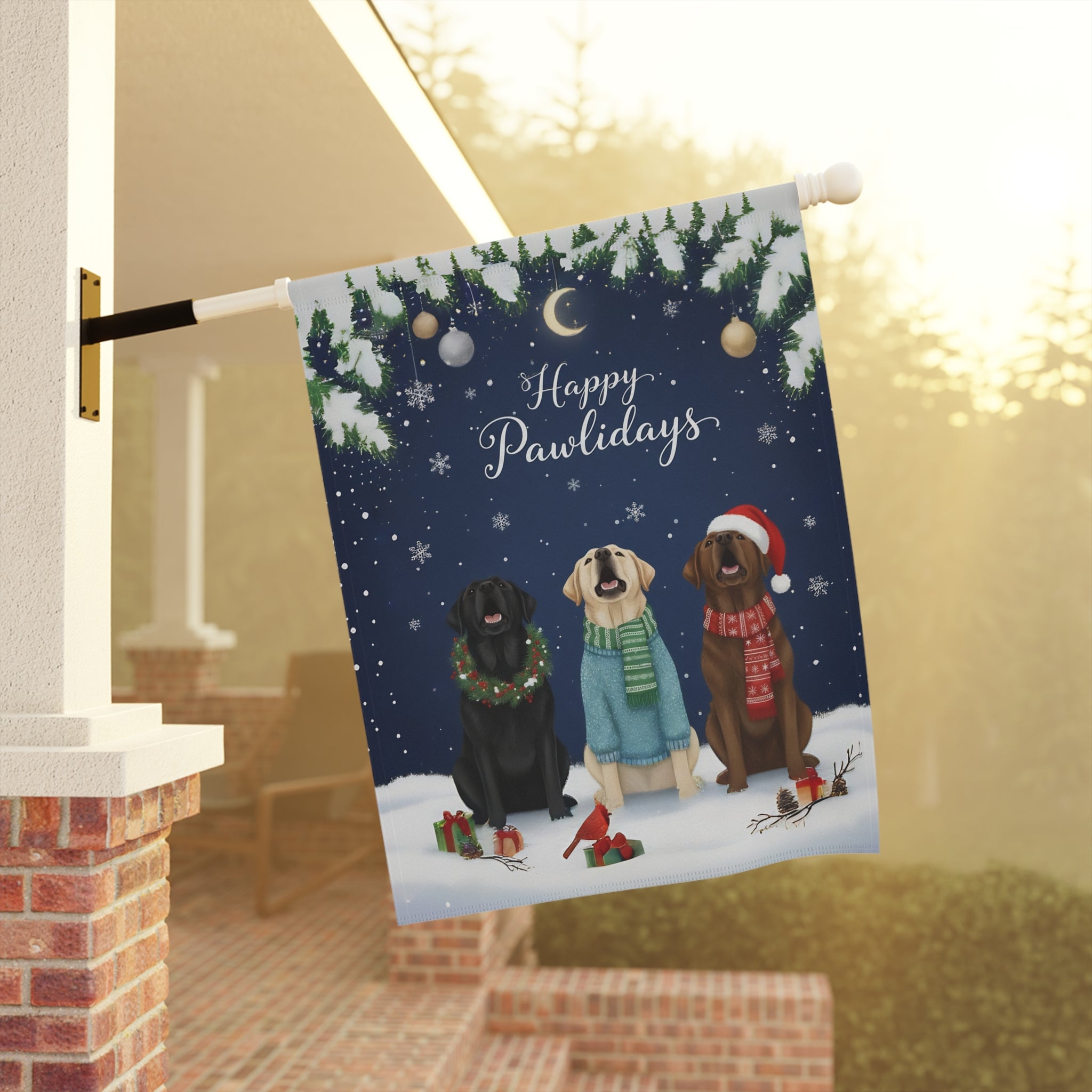 Happy Pawlidays Labrador Retrievers Garden Flag