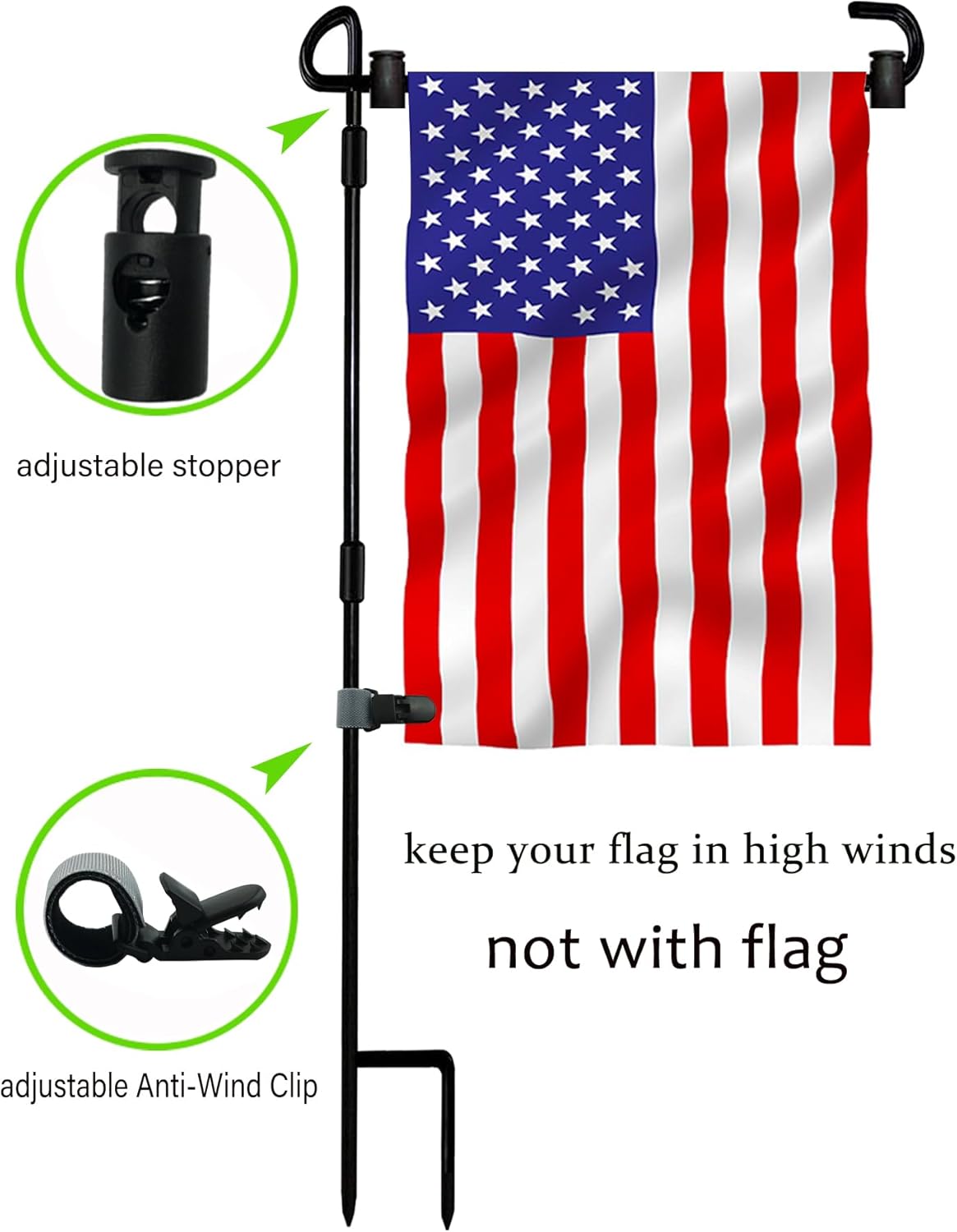 Premium Windproof Garden Flag Pole Set - outdoor display - Dragonfire Gardens
