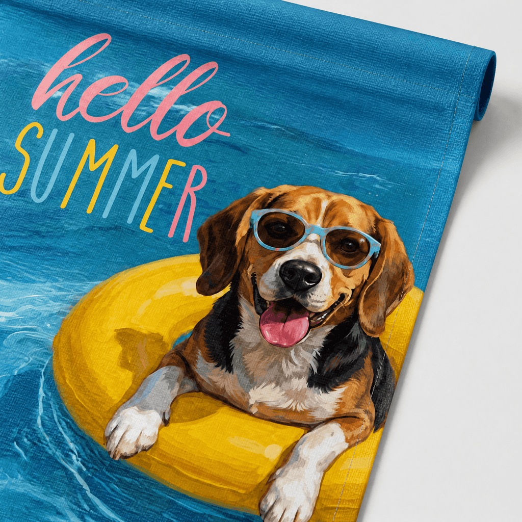 Hello Summer Beagle Garden Flag