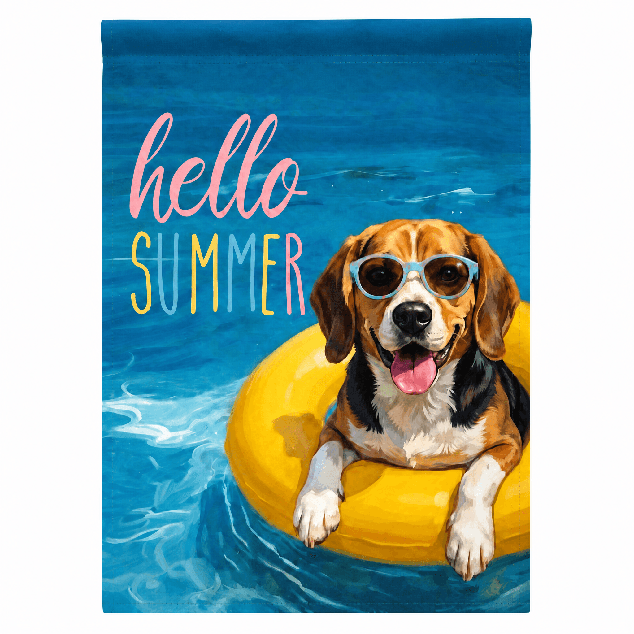 Hello Summer Beagle Garden Flag